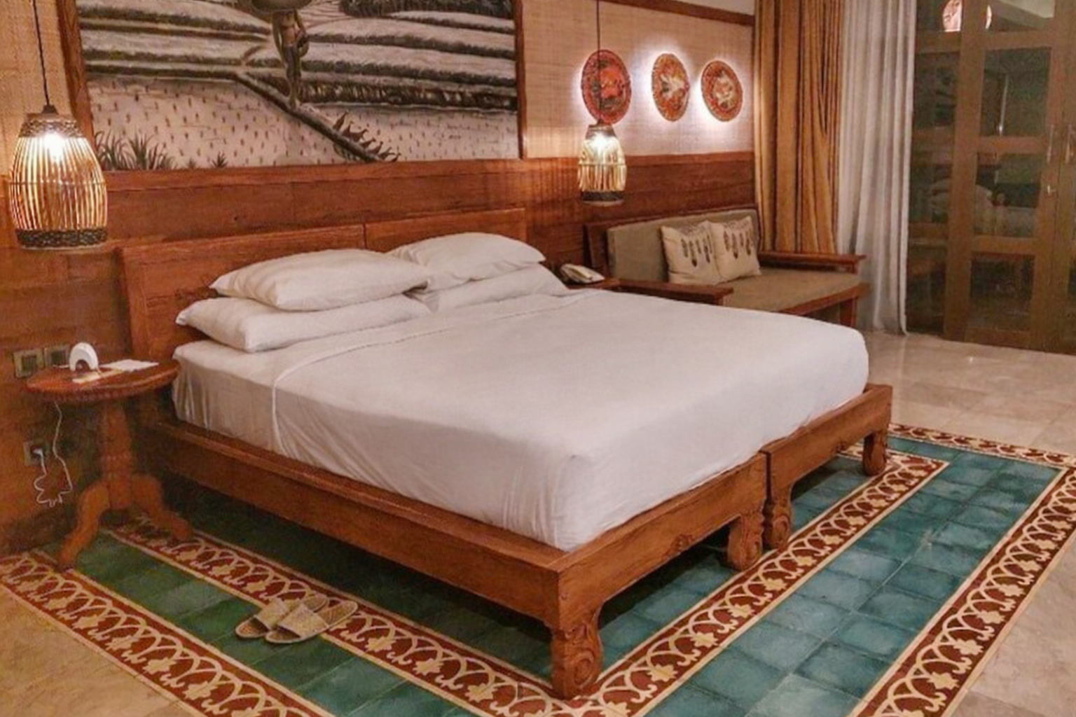 Stylish hotel bedroom in Bali with a well-designed modern interior