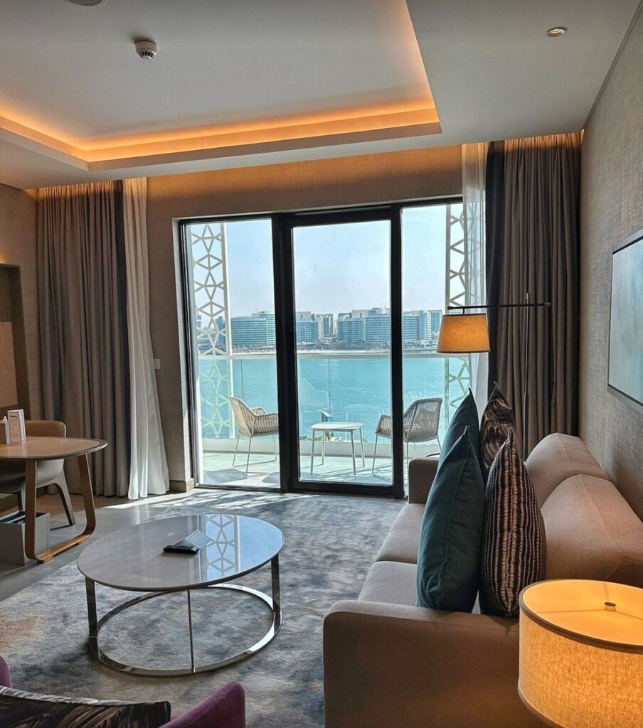 Sheikh Zayed Grand Mosque Sea view from Hilton Abu Dhabi Yas Island hotel