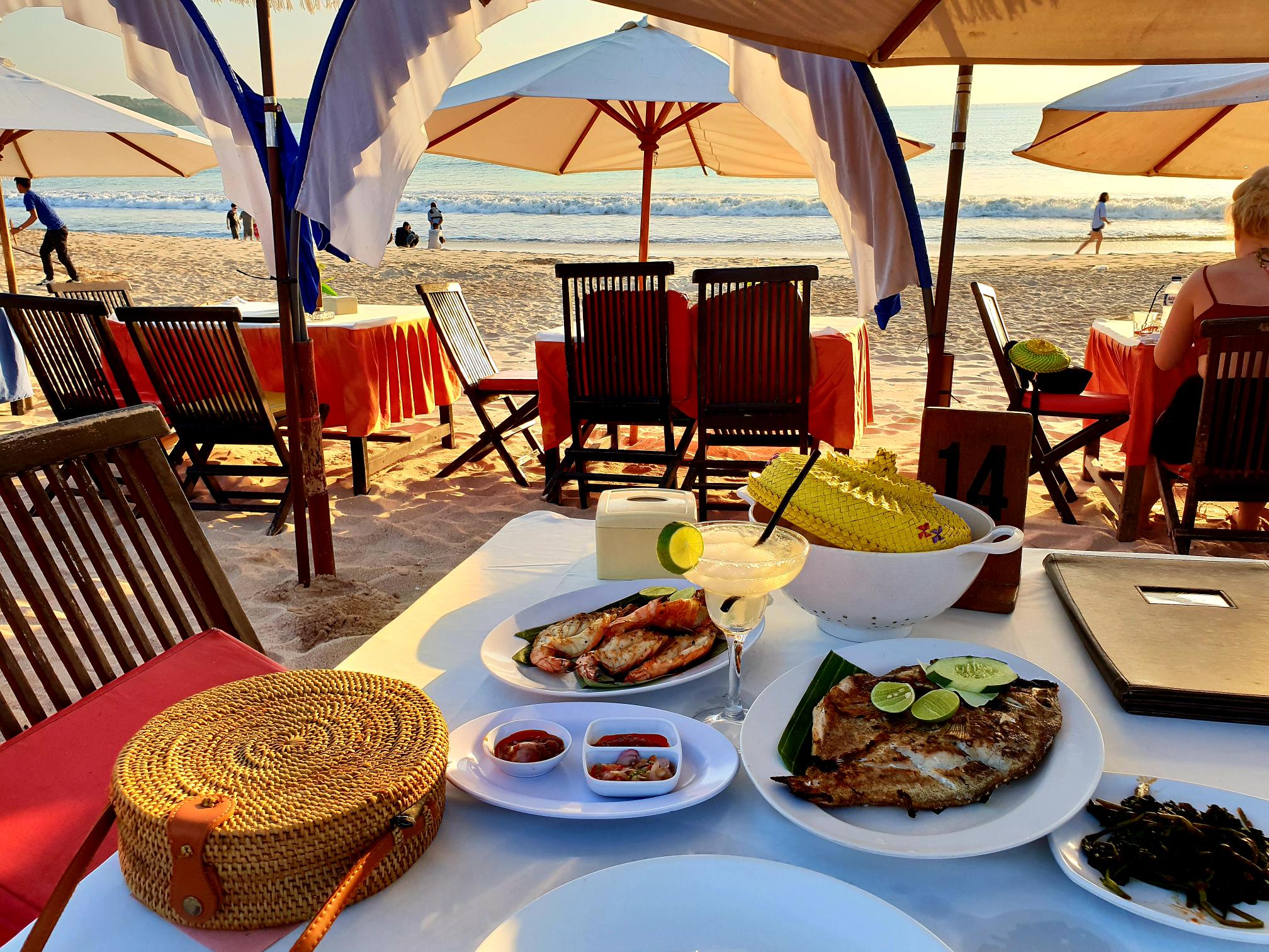 Dinner with a beach view, sea food