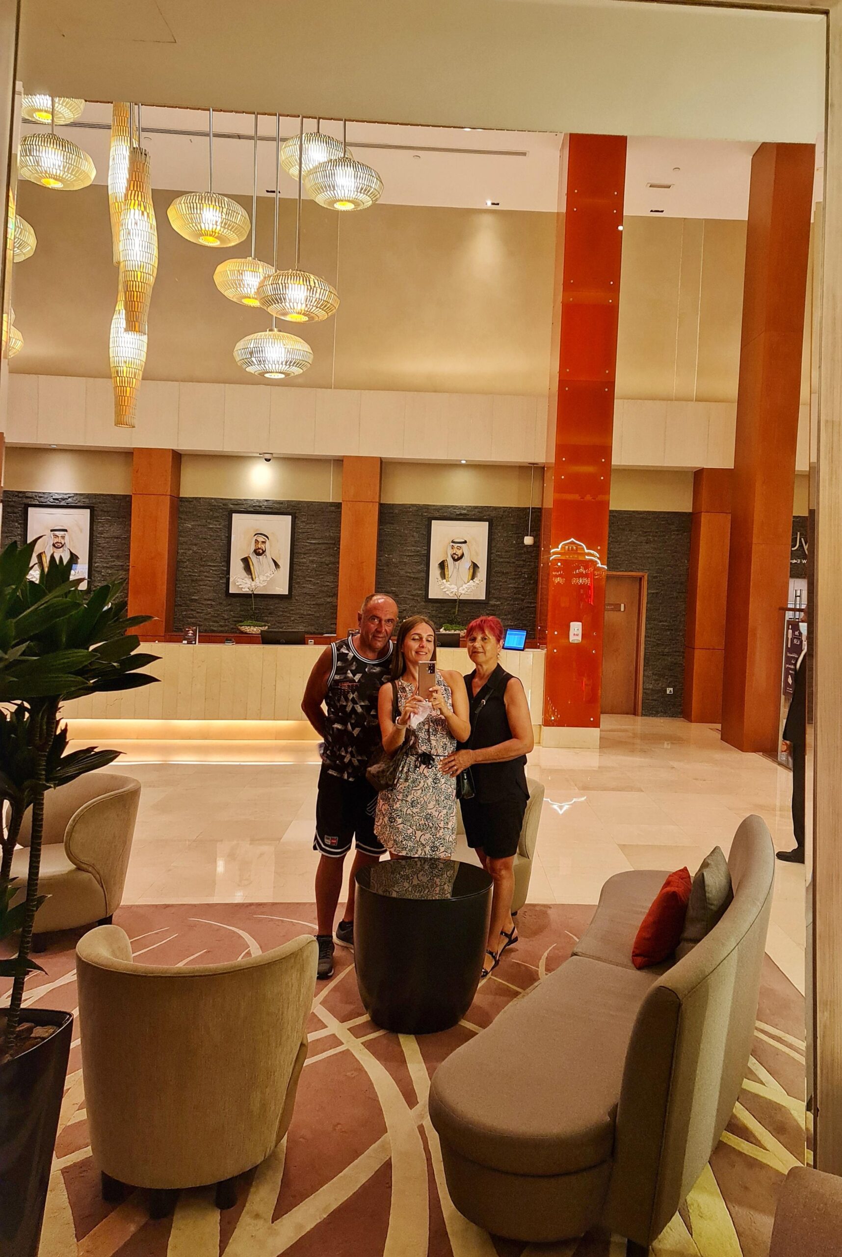 Elegant lobby and chandelier at Yas Island Rotana hotel