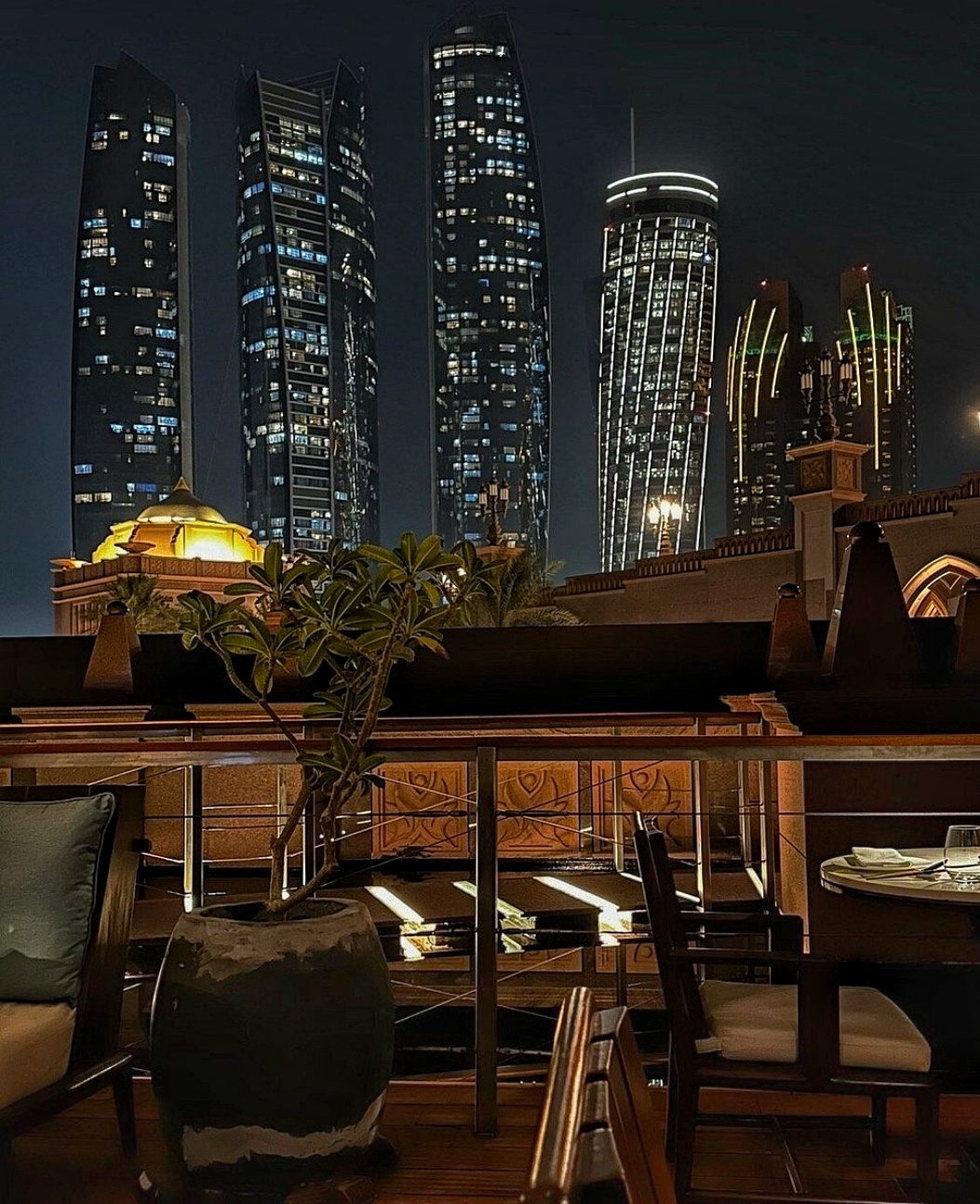 View from Hakkasan restaurant in Abu Dhabi with city skyline