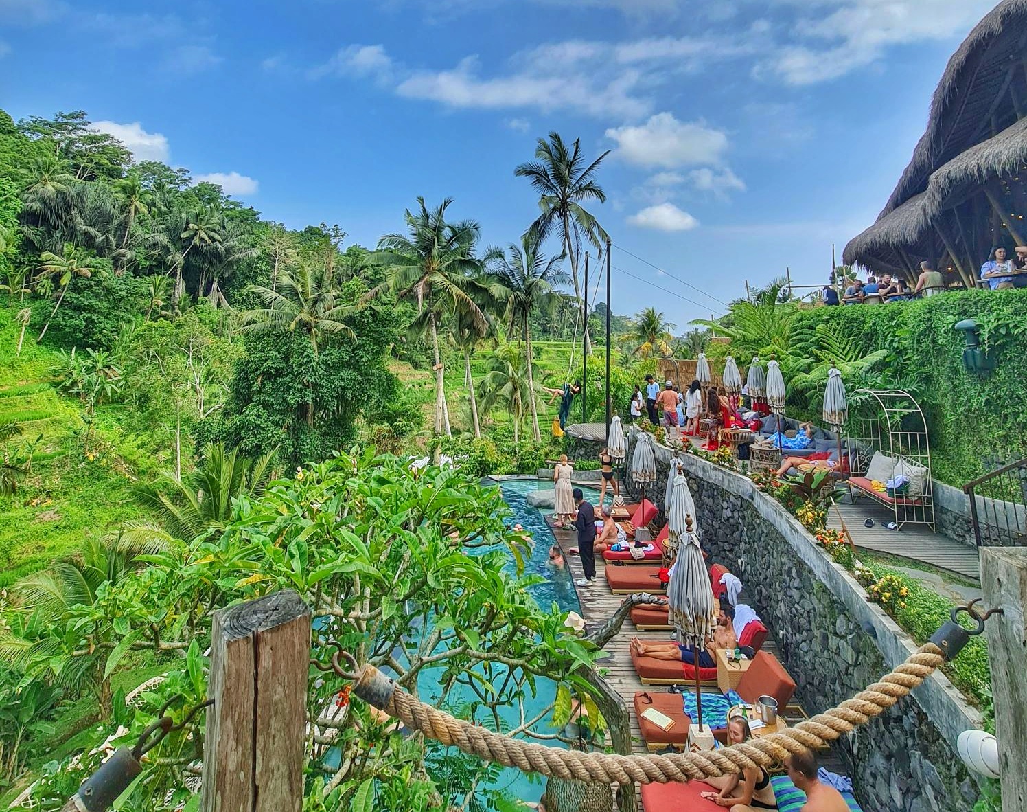 Pool in Tis Caffe with nice view and Bali swing