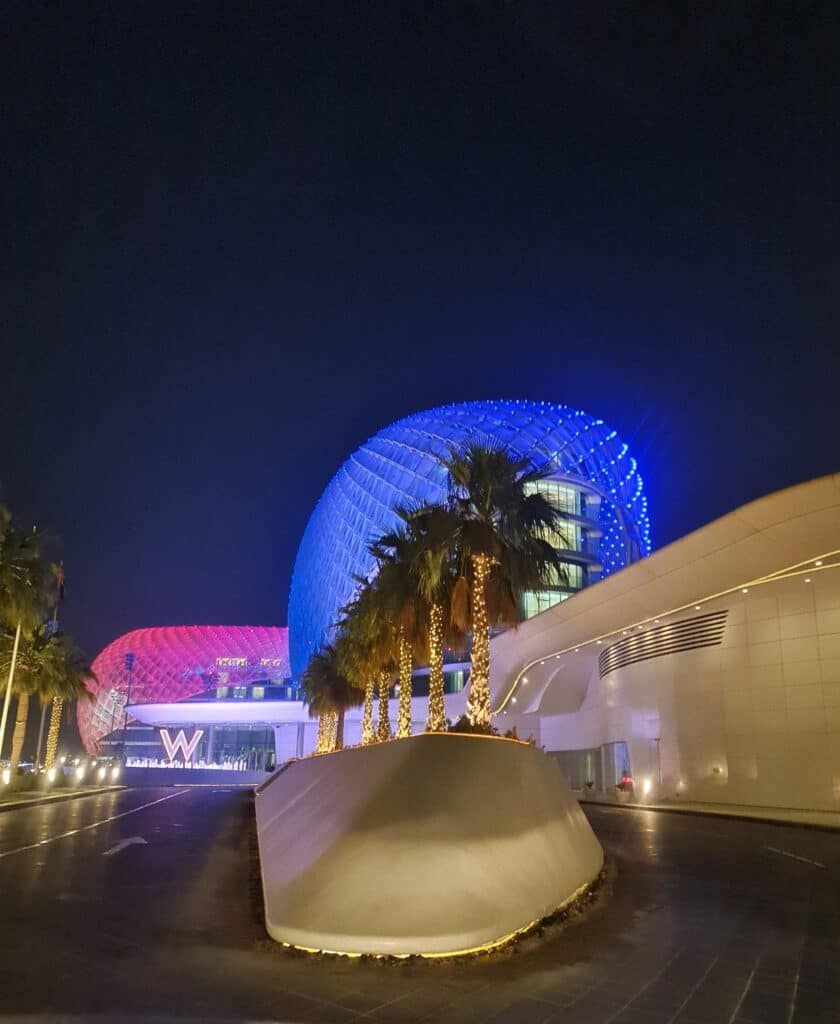 Sheikh Zayed Grand Mosque Exterior of W hotel Yas Island