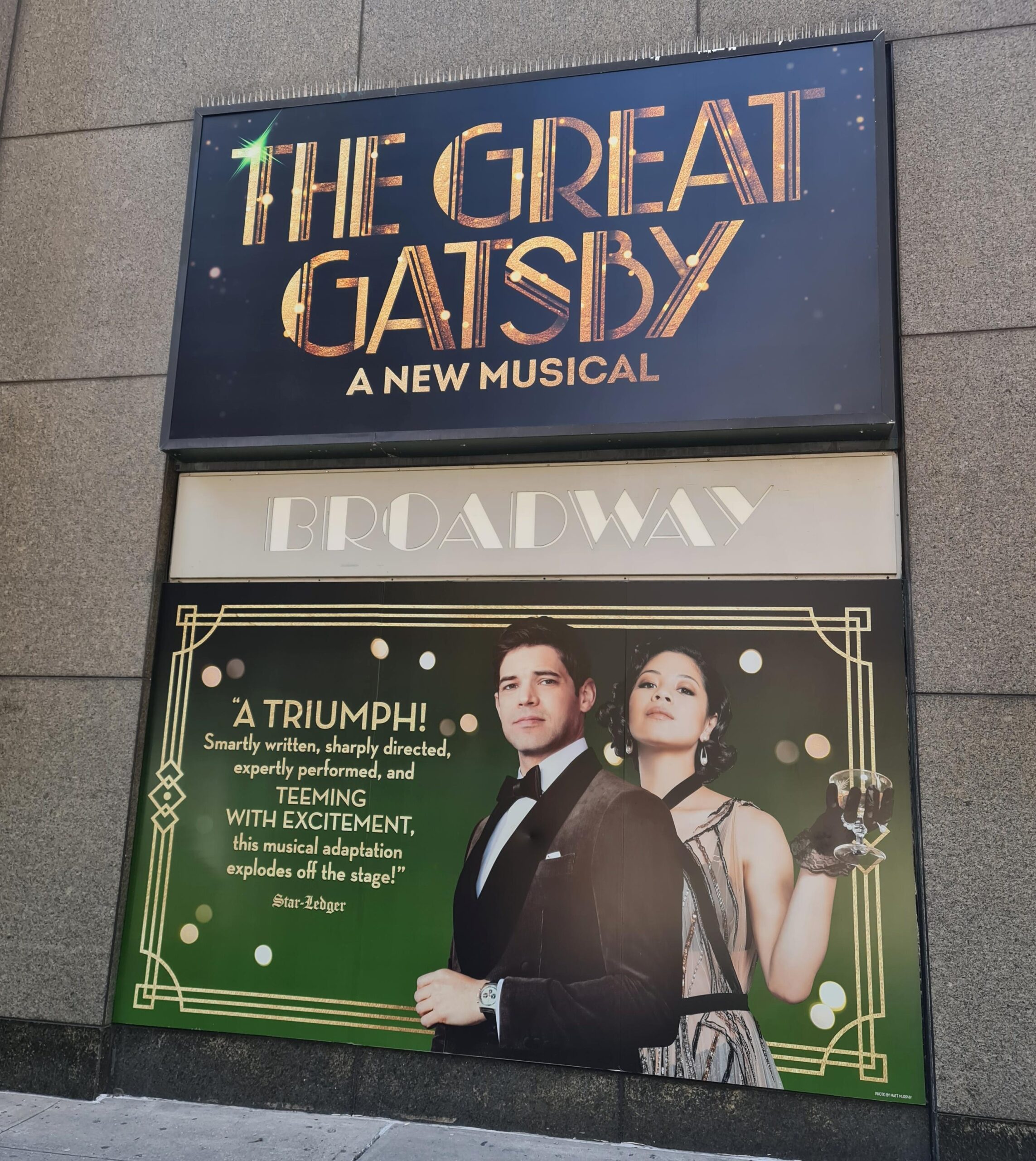 The Great Gatsby Broadway musical show stage performance in New York City.