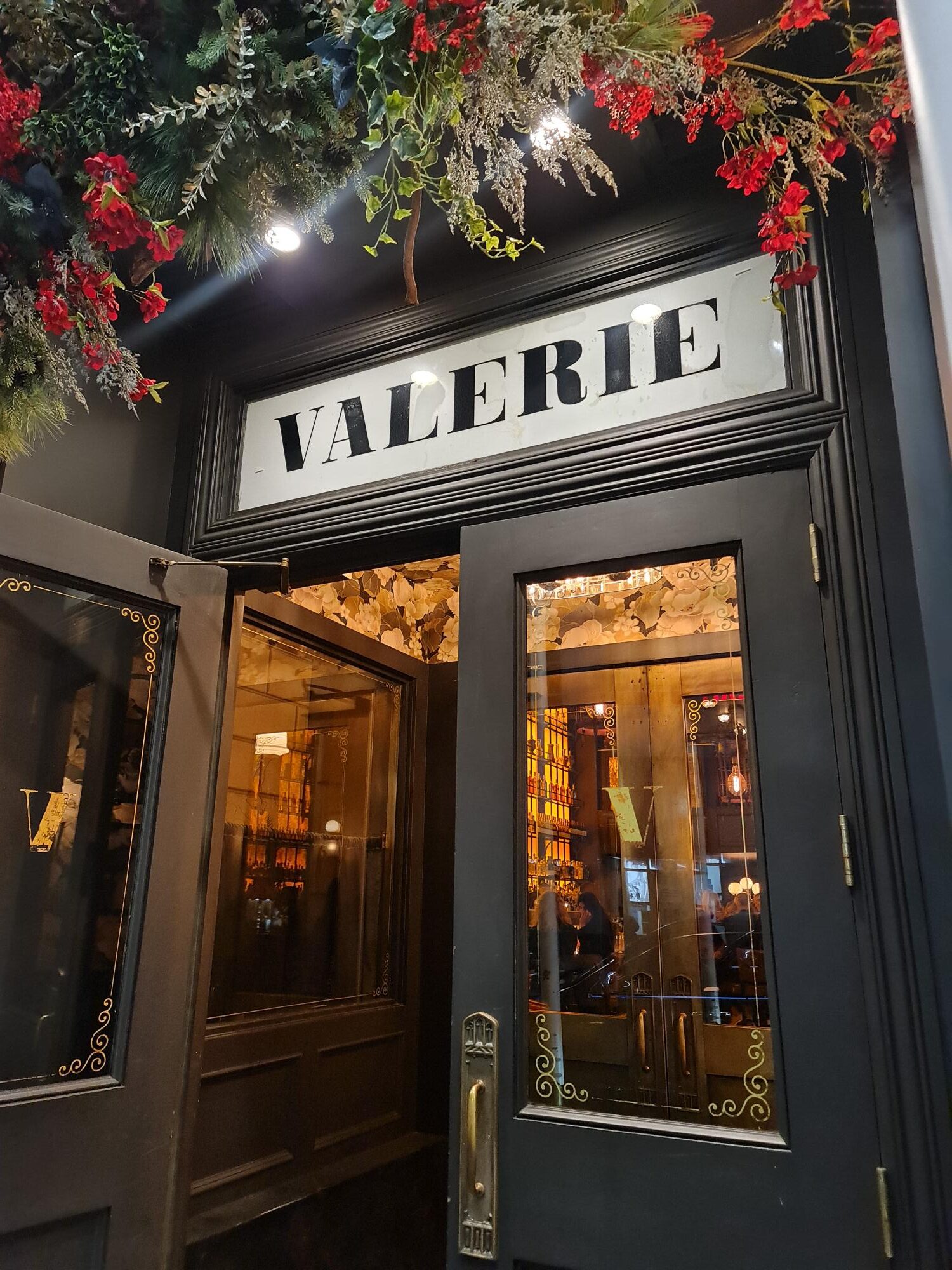 Stylish entrance of Valerie Restaurant in Midtown New York