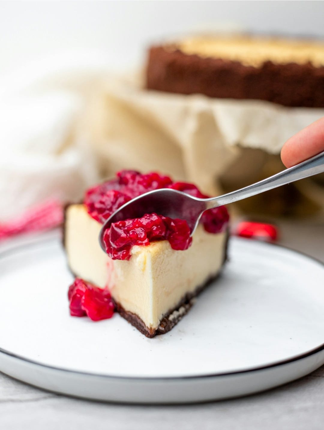 Creamy New York cheesecake with golden crust, famous dessert in NYC restaurants