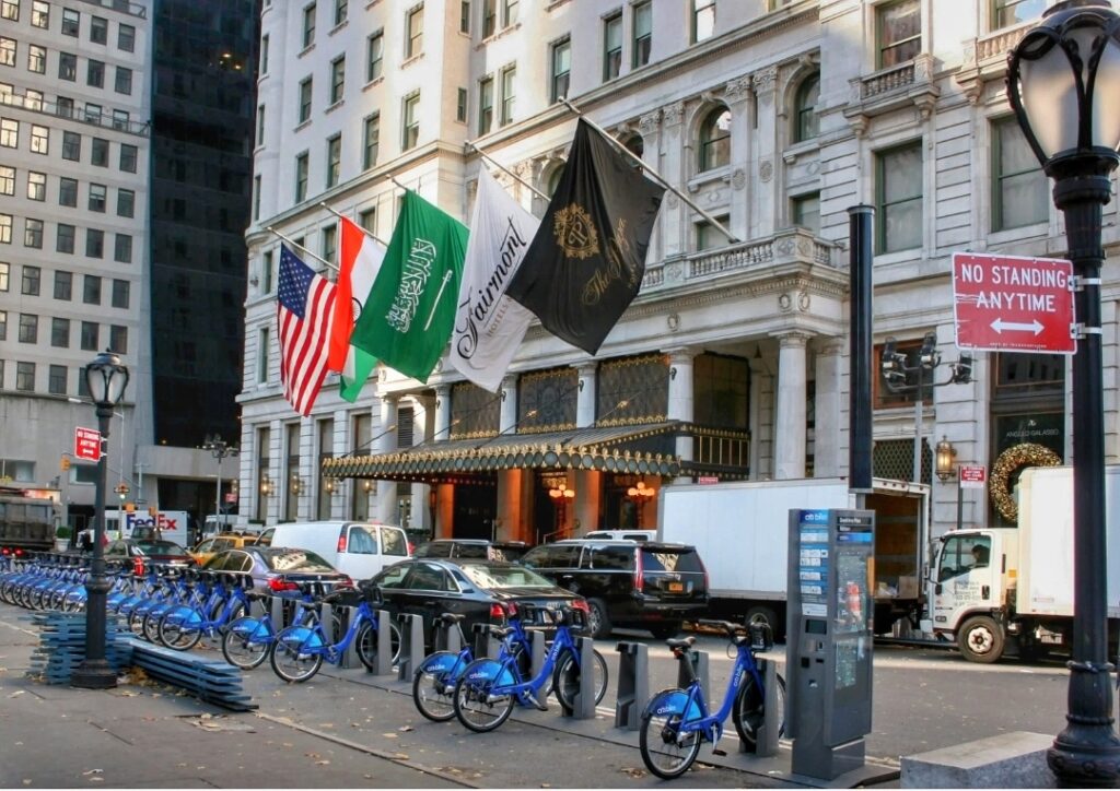 Exterior of Beautiful Plaza Hotel in New York