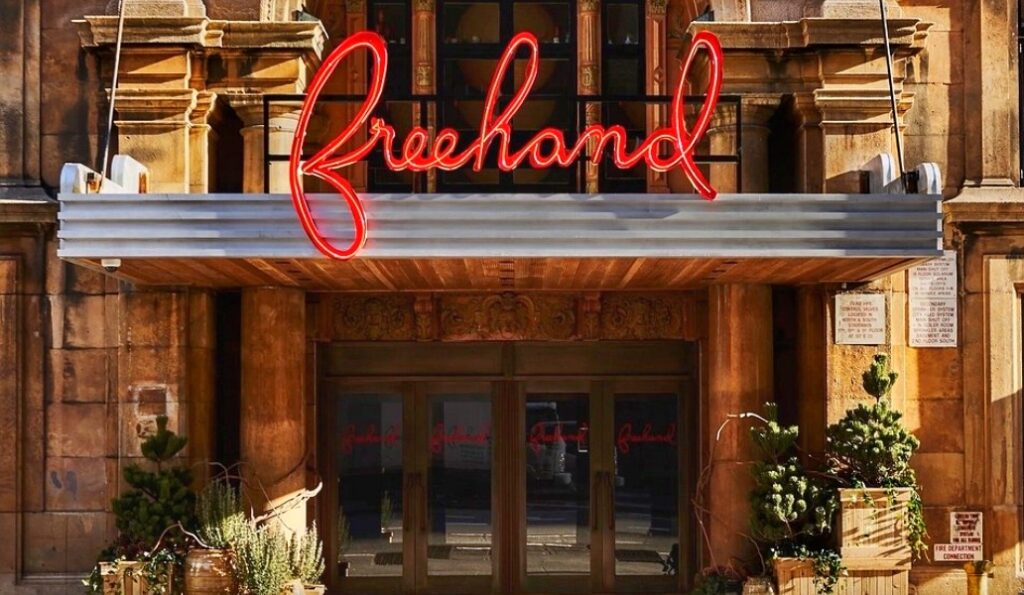 Entrance view of a hotel in New York City.