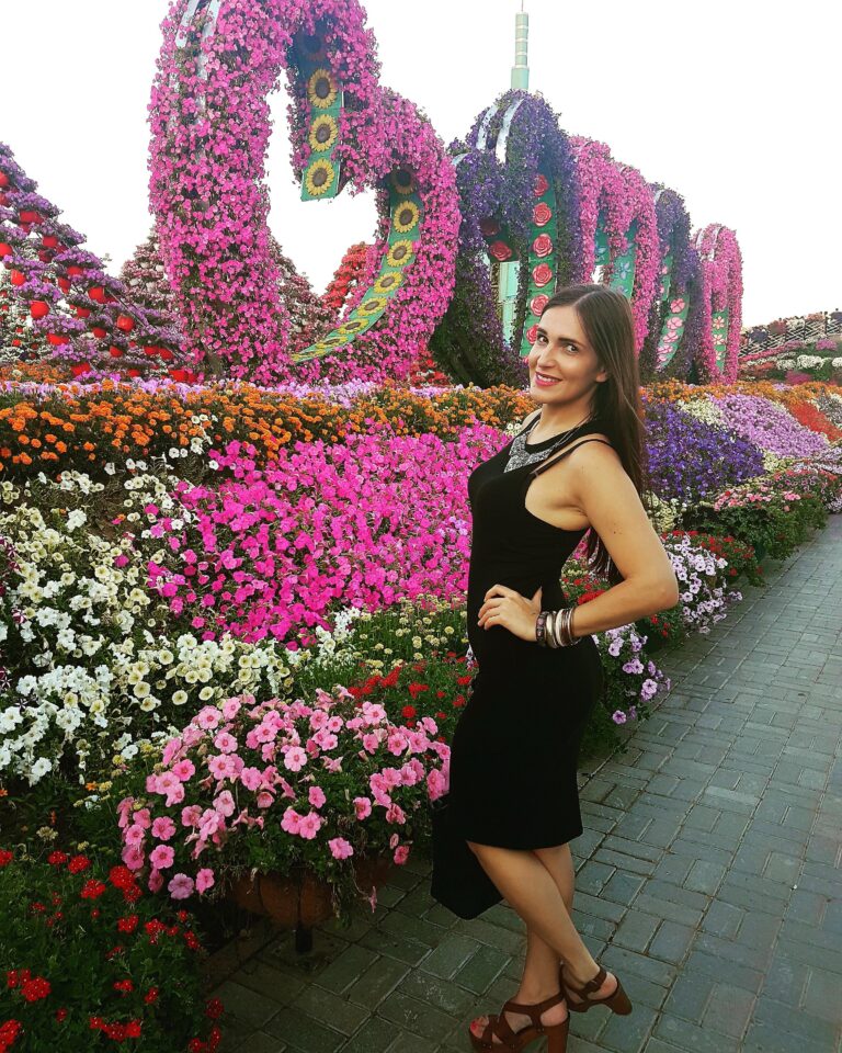 Me and colorful floral displays at Dubai Miracle Garden