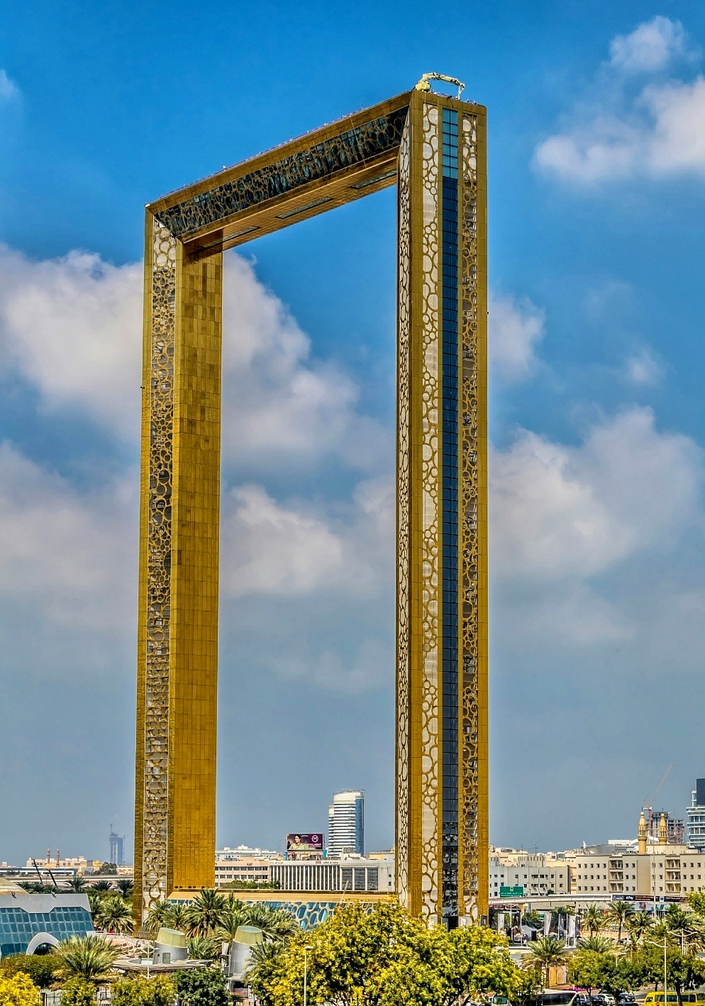Stunning Dubai Frame structure with Dubai skyline in the background